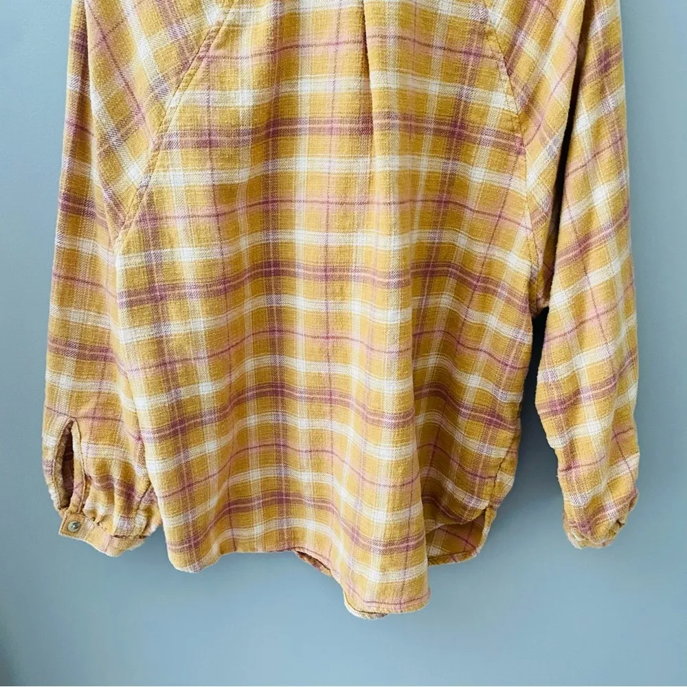 American Eagle Outfitters Button Up Plaid Top Yellow Sz Large - Image 9