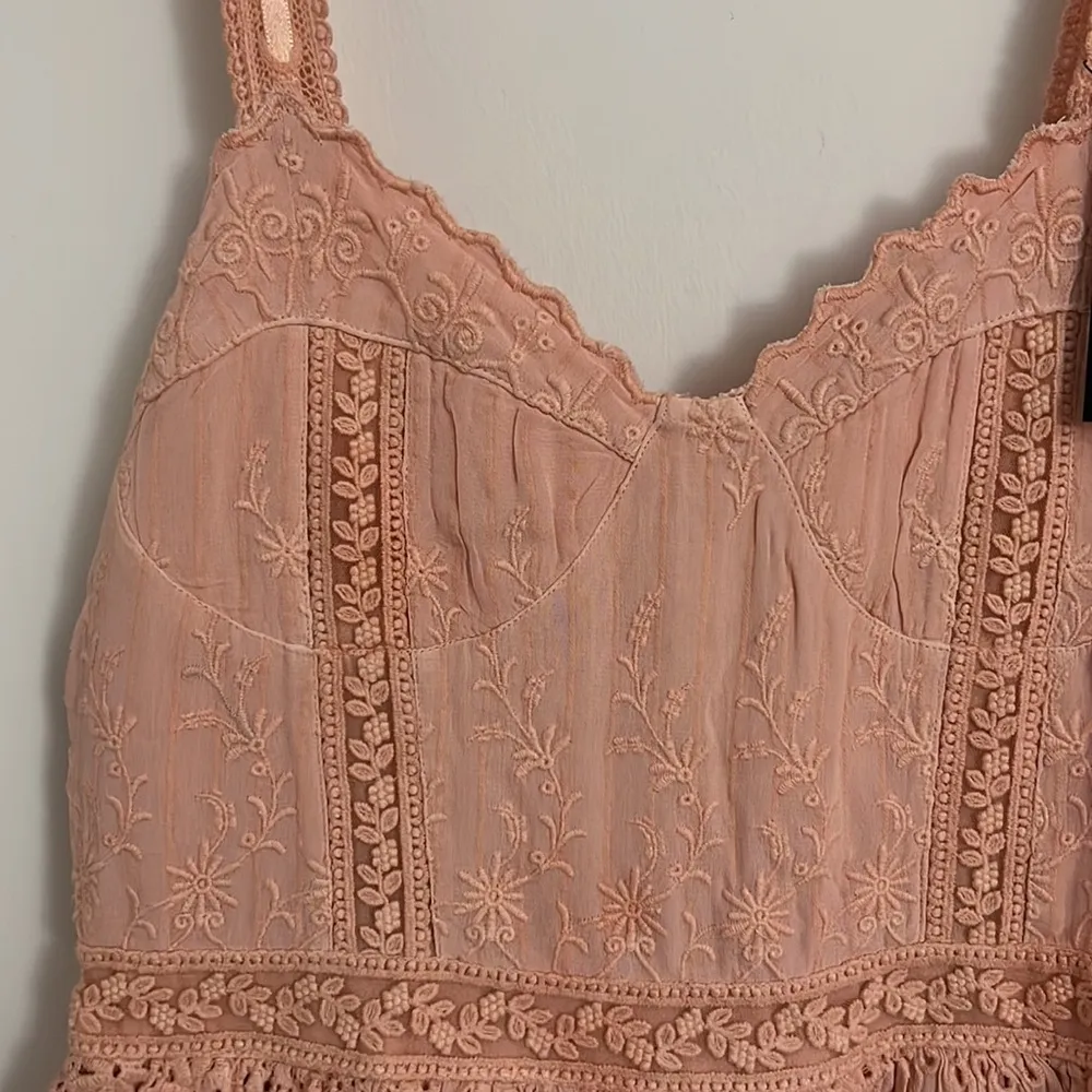 NWT LOVESHACKFANCY Caro tiered broderie anglaise chiffon mini dress - Image 8