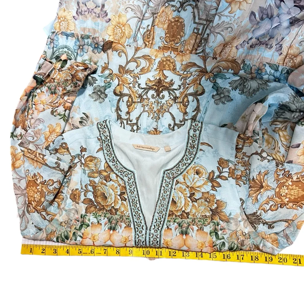 Soft Surroundings Dress Women Medium Blue Paisley Tapestry Print Resort Jasmine - Image 6