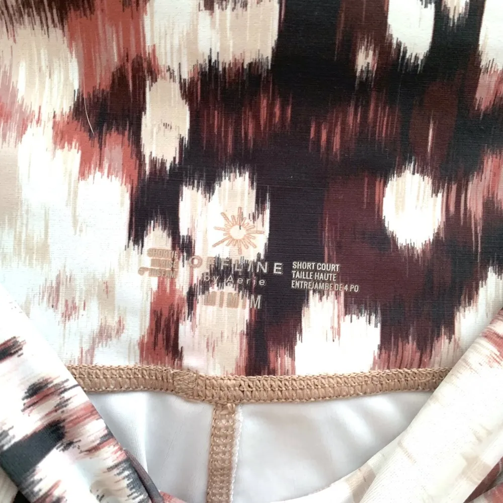 Aerie offline brown cream earth neutral tone multicolor crossover waist shorts - Image 4