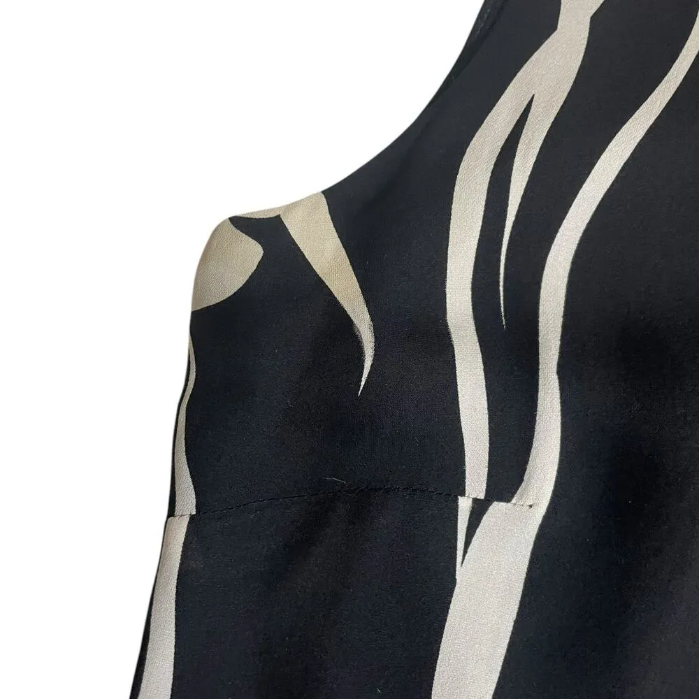 Vintage Cattiva Women Silk Dress 10 Black Abstract Floral Boho Cottagecore Retro - Image 10