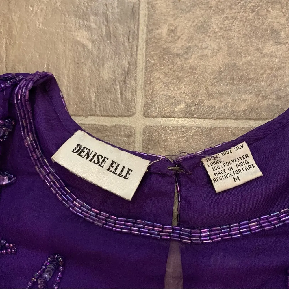 Vintage Purple Silk Beaded 2 - Image 6