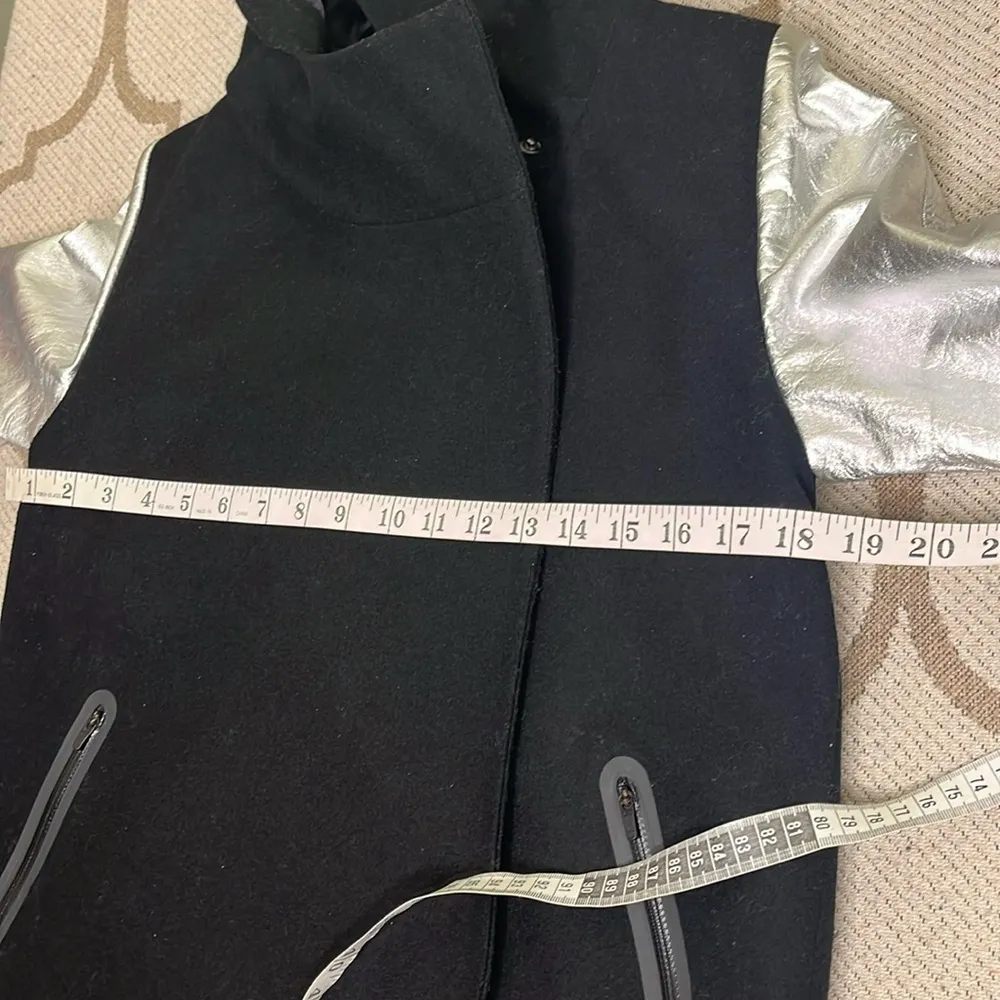 Nike Women's Destroyer Butterfly Black Wool Silver Leather Jacket - Image 12