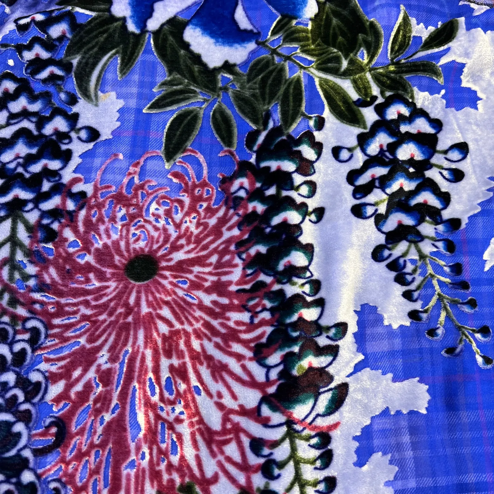 Soft Surroundings Purple Flannel Long Sleeve Velvet Burnout Shirt Size Petite M - Image 11