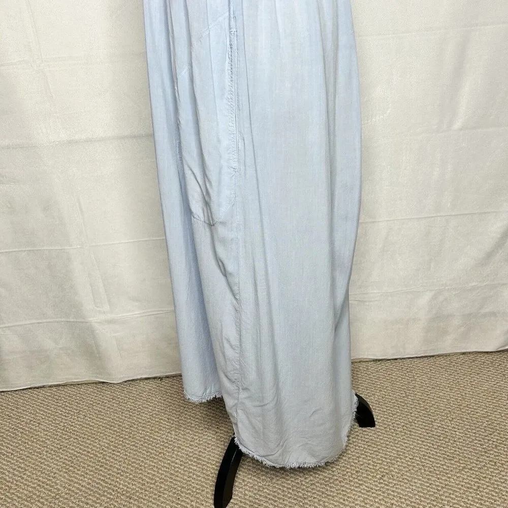 Anthropologie Saturday Sunday Blue Chambray Racer Back Smocked Dress Size XS - Image 6