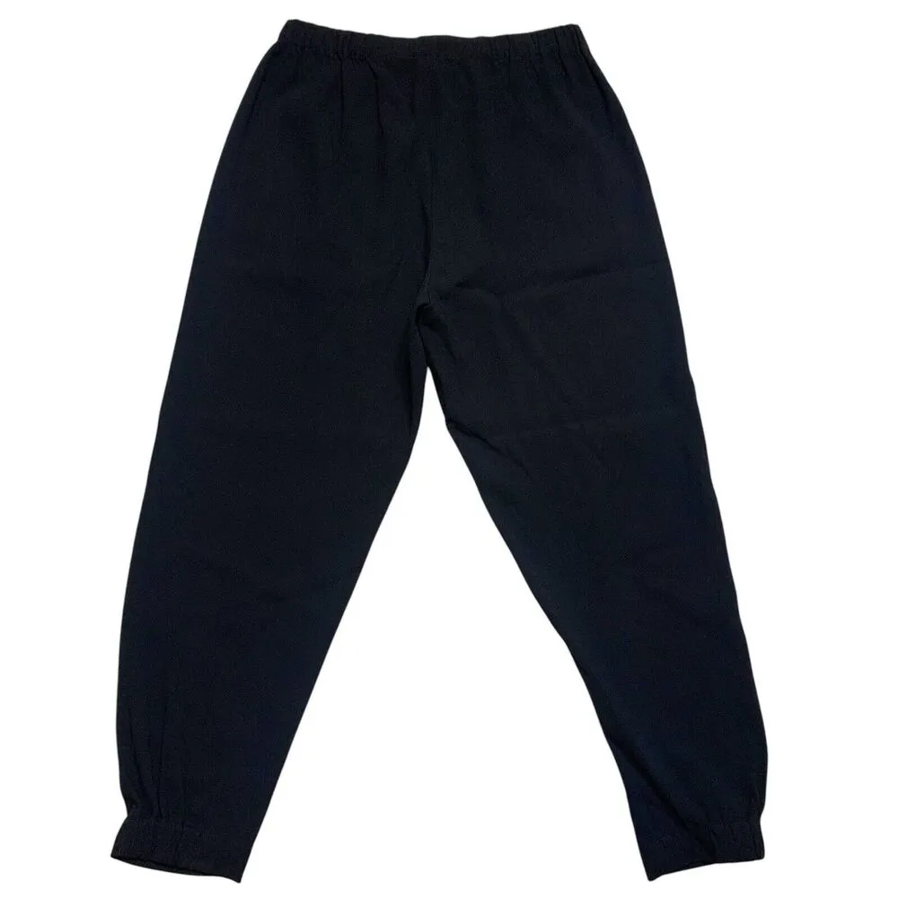 Aritzia Babaton Womens Black Tapered Crepe Pants Pull On Elastic Waist Sz S Crop - Image 2