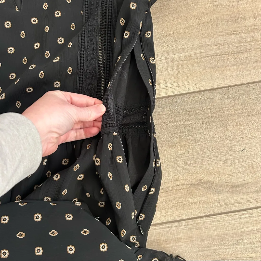 Scotch & Soda Maison Scotch Mille Nuits Tasha Ruffled Tiered Midi Dress Black M - Image 14