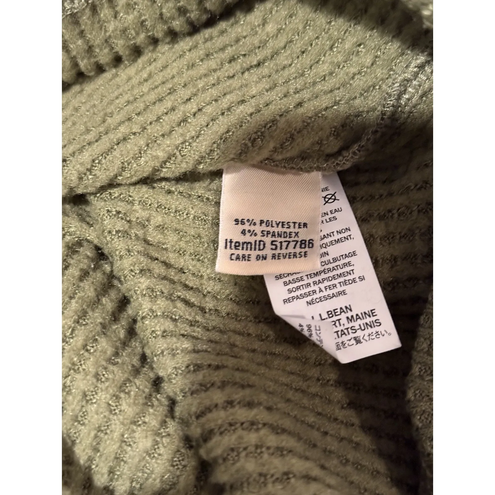 L L Bean Women's Birchwood Brushed Waffle Funnel neck Pine Green Heather Size M - Image 4