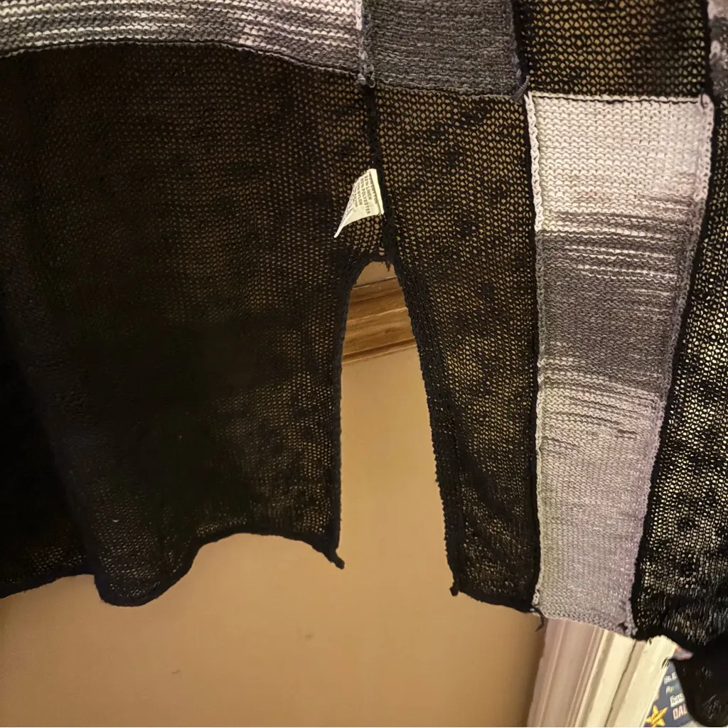 Curio linen color block stripe open front cardigan Lucas size large Gray - Image 5