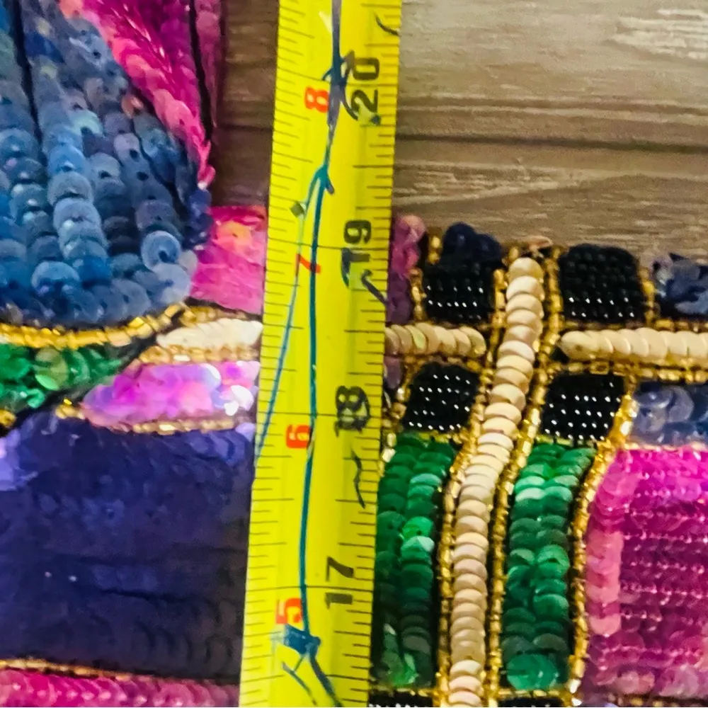 Vintage sequin / silk color block shiney blazer jacket unique era style shirt Blue - Image 7