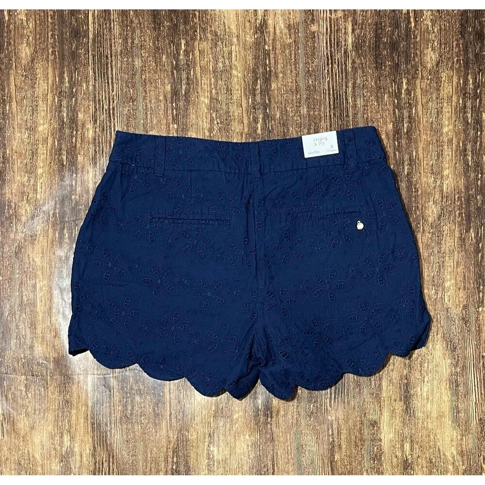 NWT Crown & Ivy Shelby Scallop Navy shorts size 8 - Image 5