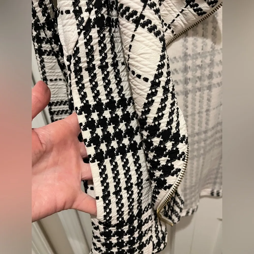 My Beloved  High Low Zip Jacket Black/White Plaid Size L EUC - Image 5