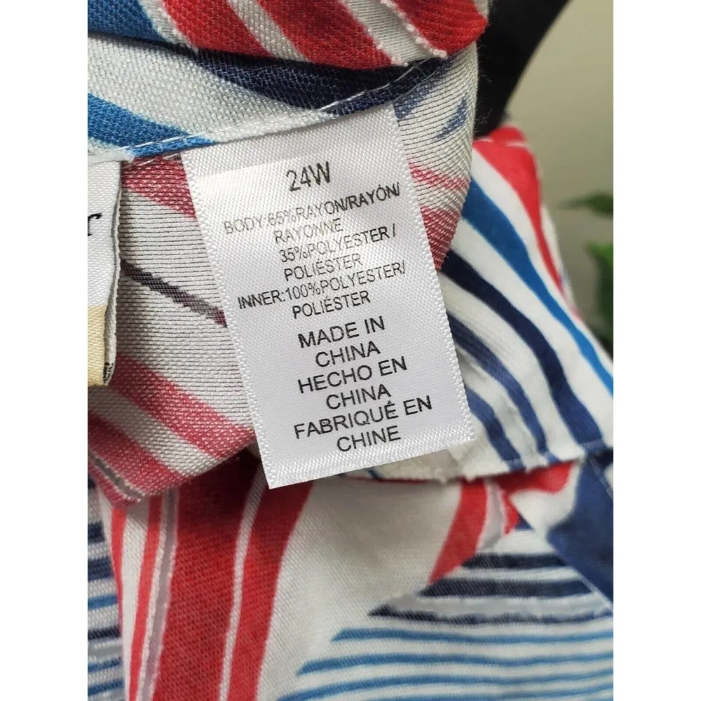 Alfred Dunner Women Multicolor Rayon Collared Long Sleeve Buttons Down Shirt 24W - Image 8