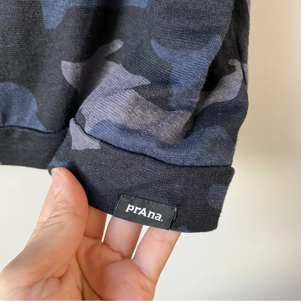 Prana Cozy Up Barmsee Cowlneck Tank Top Hemp Blend Blue Camo M - Image 6