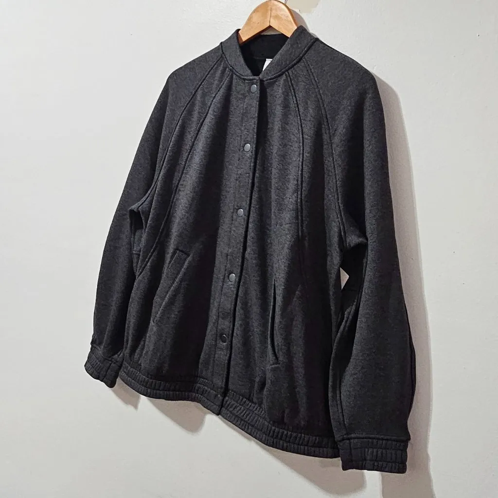 Lululemon Scuba Oversized Varsity Jacket Plush - Heathered Core Black - Size M/L - Image 3