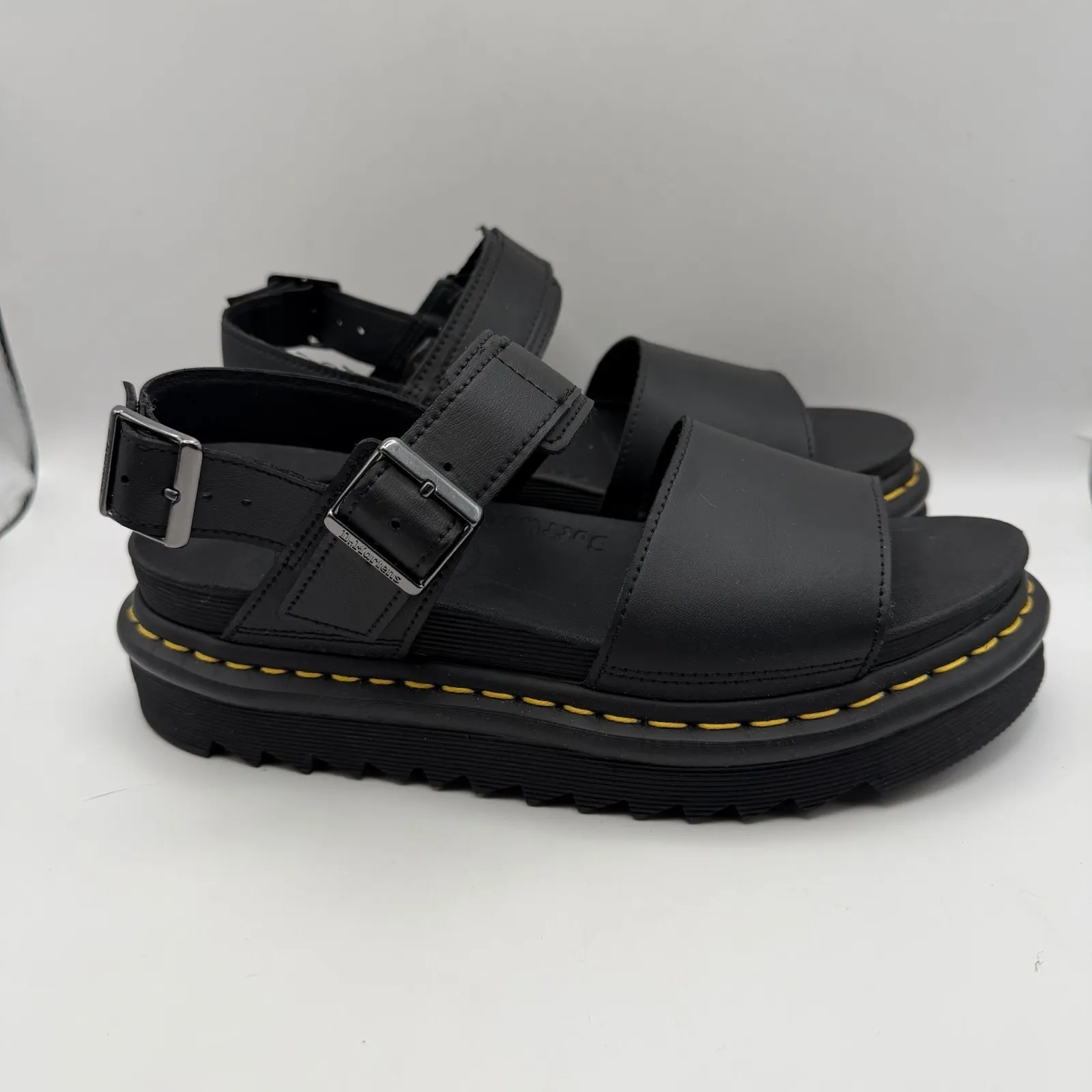 Dr Doc Martens Voss Black Hydro Leather Platform Strappy Sandal Women's Sz 9 New - Image 2