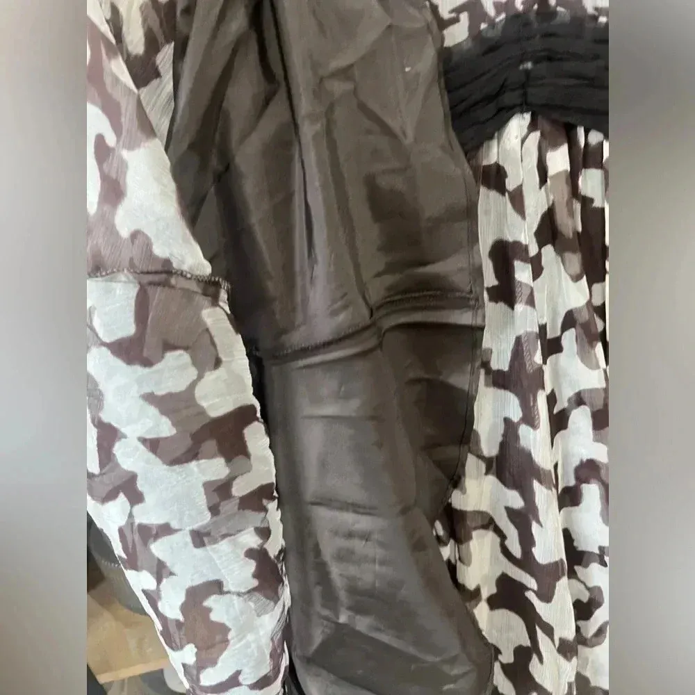 Vintage Zara Silk dress evening formal business high neck flowy elegant neutral - Image 5