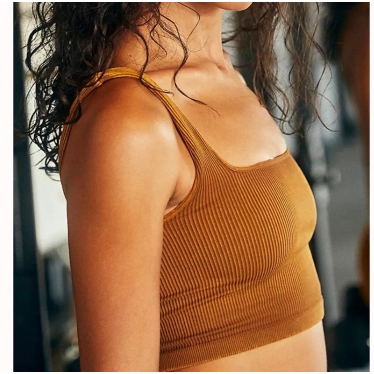 Free People FP Movement Womens Happiness Runs Square Neck Crop Ribbed Tank Top - Image 2