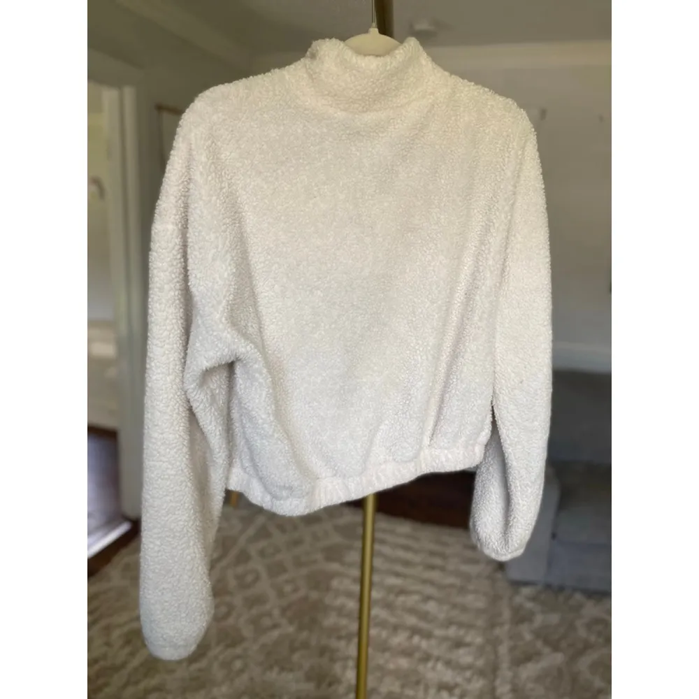 Cream Sherpa Teddy Zip Pullover Jacket Winter Lounge Shein Cozy Buttery Soft - Image 3