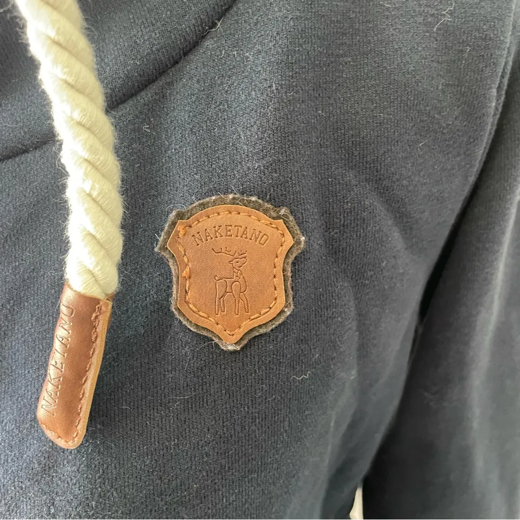 Naketano Cowl Neck Hoodie | Navy Blue | Size S Excellent Condition - Image 3