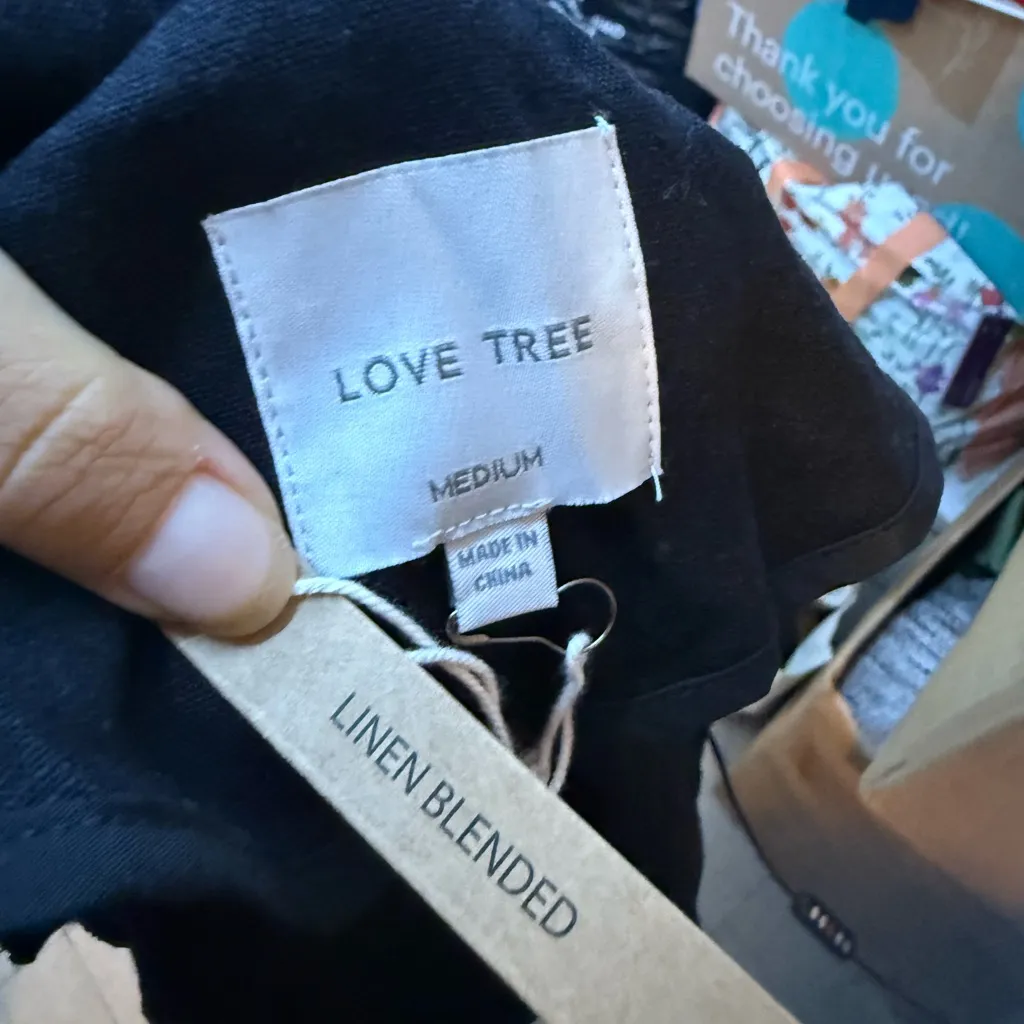 Nwt Love Tree Black Linen Open Front Jacket - Image 4
