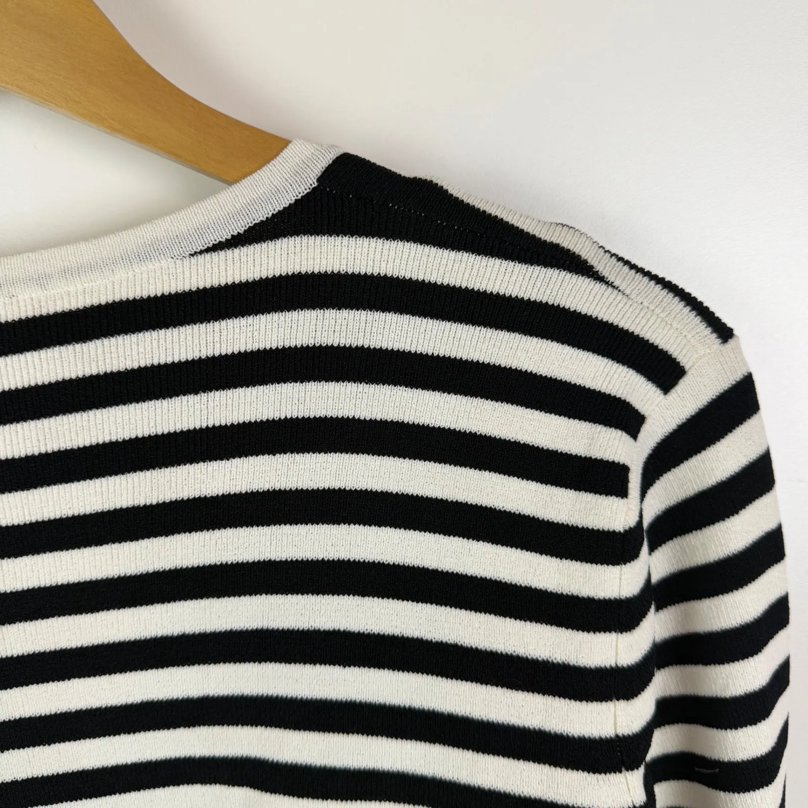 AK Anne Klein Striped Knit Cardigan Sweater Tank Top Set Size L/PL Mod Layering Black Size L - Image 9