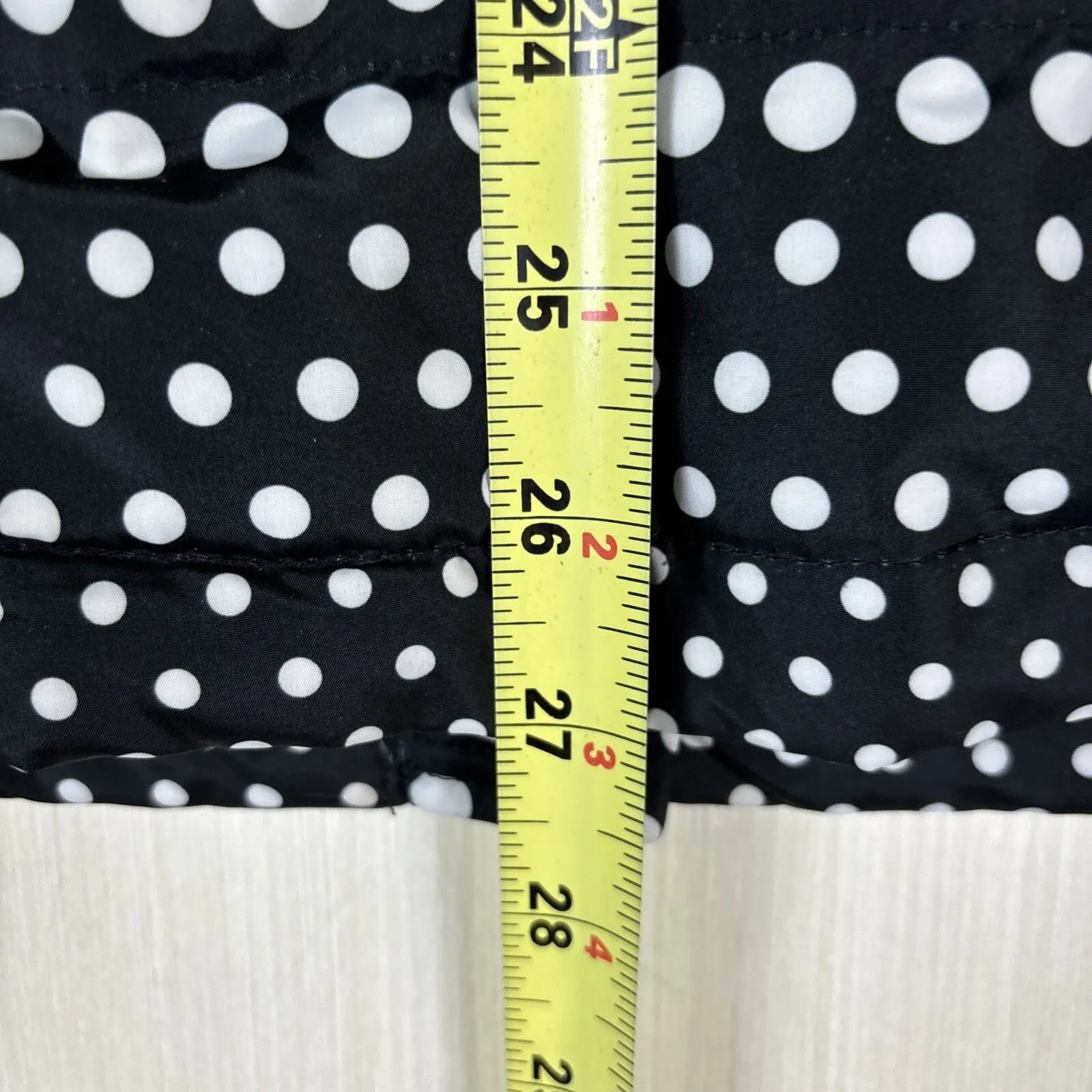 Talbots Women's Vest Sz M Petite Down Feather Polka Dot Black White Ski Lodge - Image 6