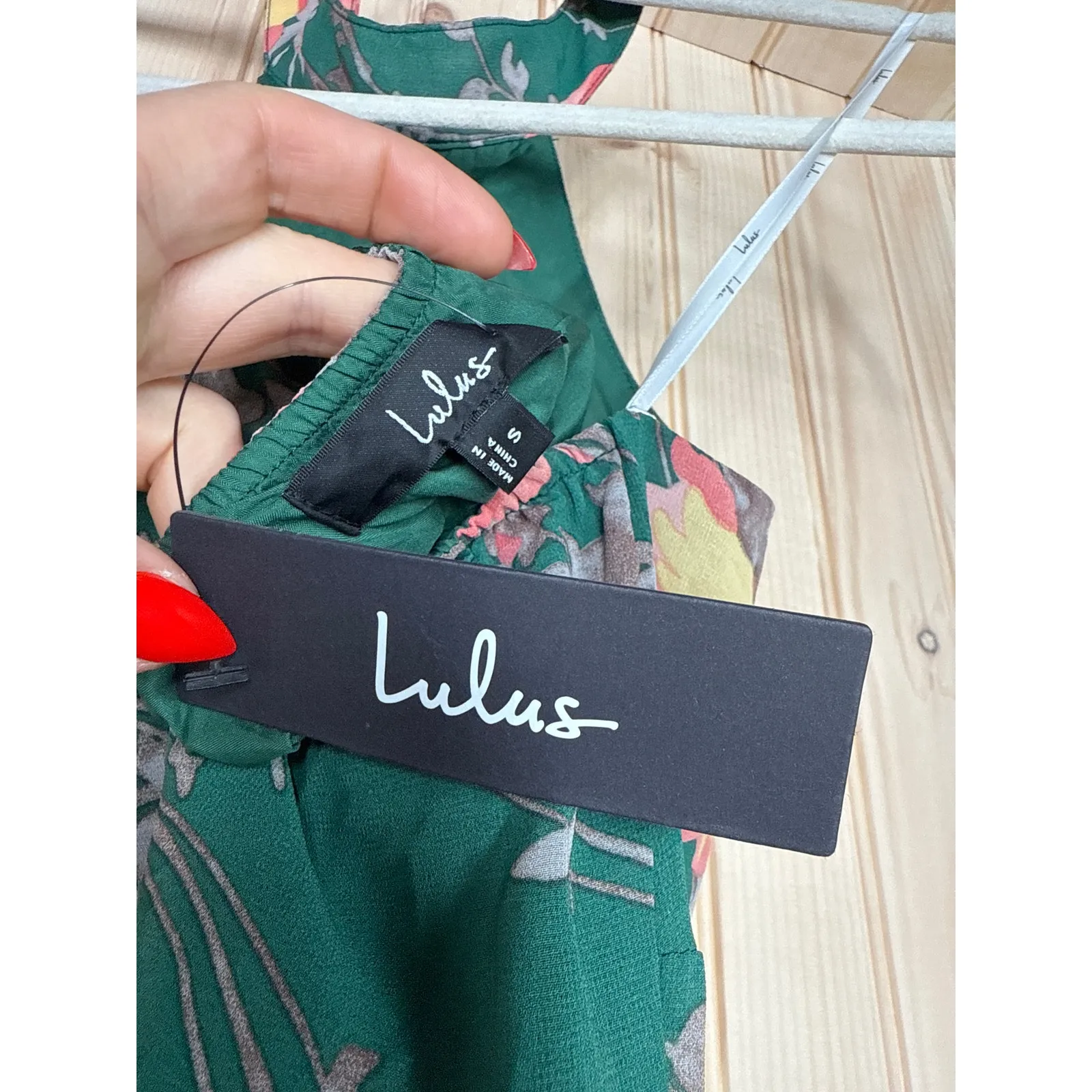 NWT Lulus Elegant Entrance Teal Green Floral Print Halter Maxi Dress High Low S - Image 6