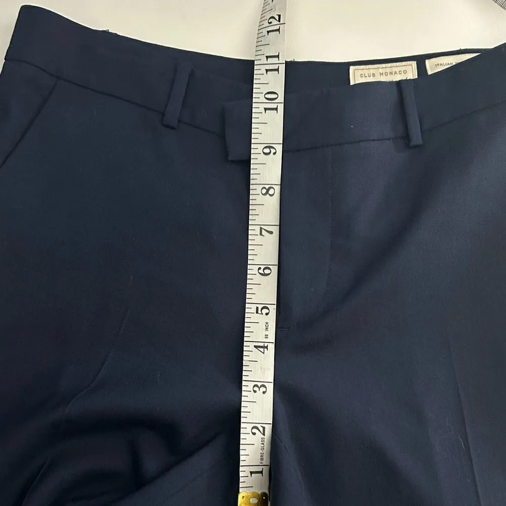 Club Monaco Navy Blue Italian Tropical Wool Cuffed Hem Straight Leg Pants Size 0 - Image 6