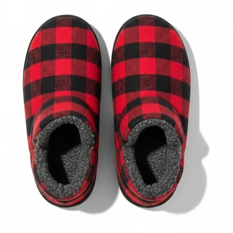 Woolrich Womens Althea Bootie Slippers Red Black Buffalo Plaid, Size 6, NIB - Image 2