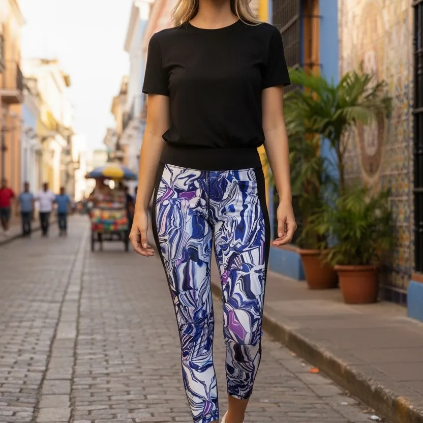 Calvin Klein Performance 7/8 Women's Abstract Blue Purple Wick Leggings Size XL - Image 7