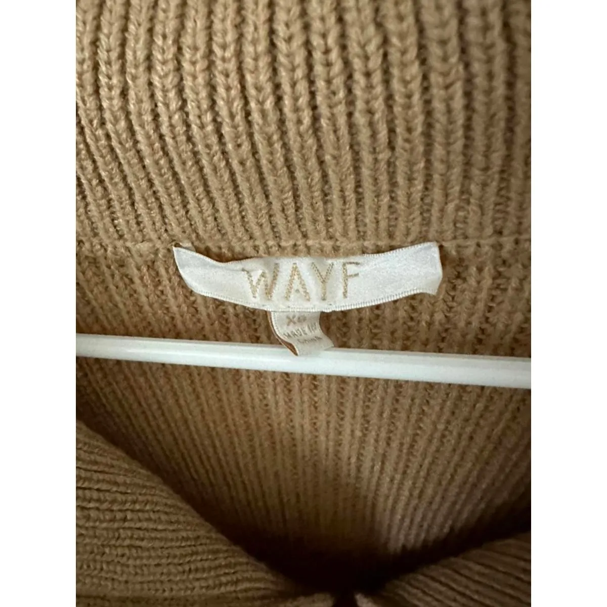 WAYF Nelle Half Zip Pullover Sweater Camel Brown XS - Image 3