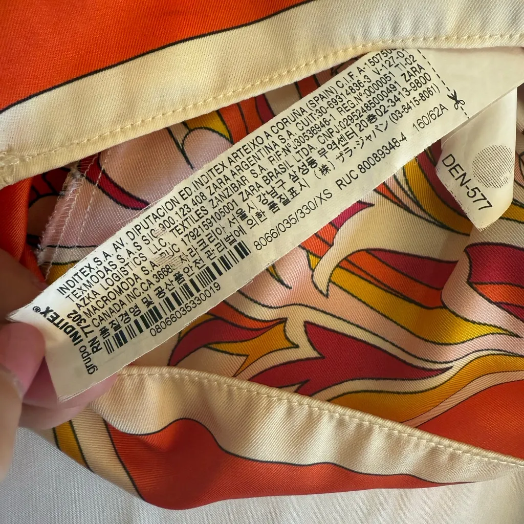 Zara High Waist Floral Silk Feeling Shorts Red and Orange Paisley XS - Image 6