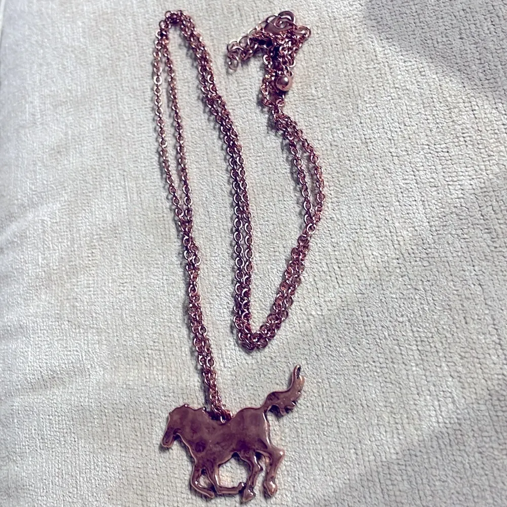 Western Copper Horse Stallion Pendant 32 Inch Necklace Brown - Image 4