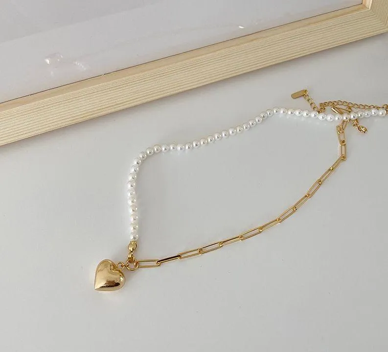 Pearl necklace mismatch necklace chain necklace gold - Image 4