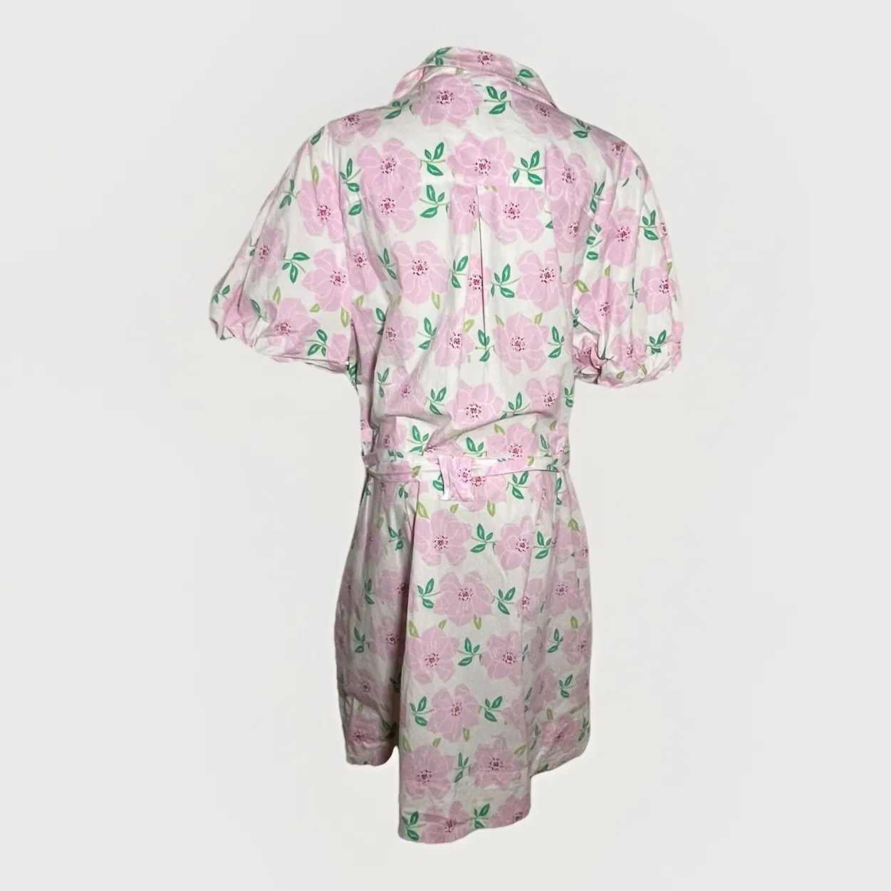 Draper James RSVP XXL Pink Floral Puff Sleeve Belted Shirt Dress  Pockets Cotton - Image 4