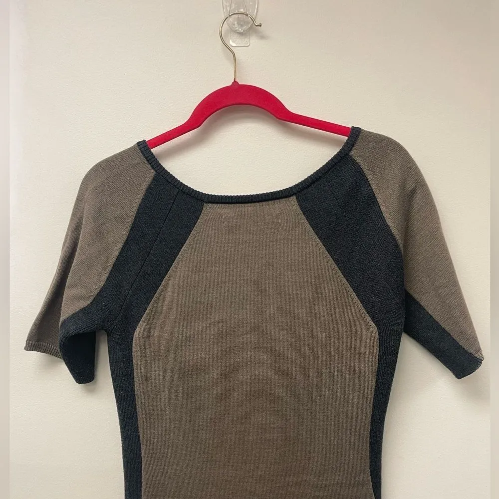 Women's Marc New York Grey Tan Colorblock Bodycon Sweater Dress SZ M - Image 6