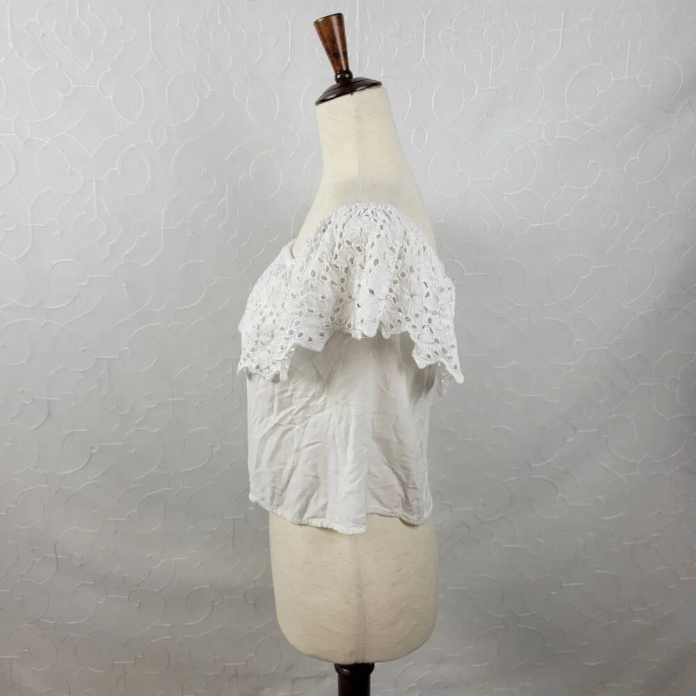 Style Envy Women Top Size M White Eyelet Off - Image 5