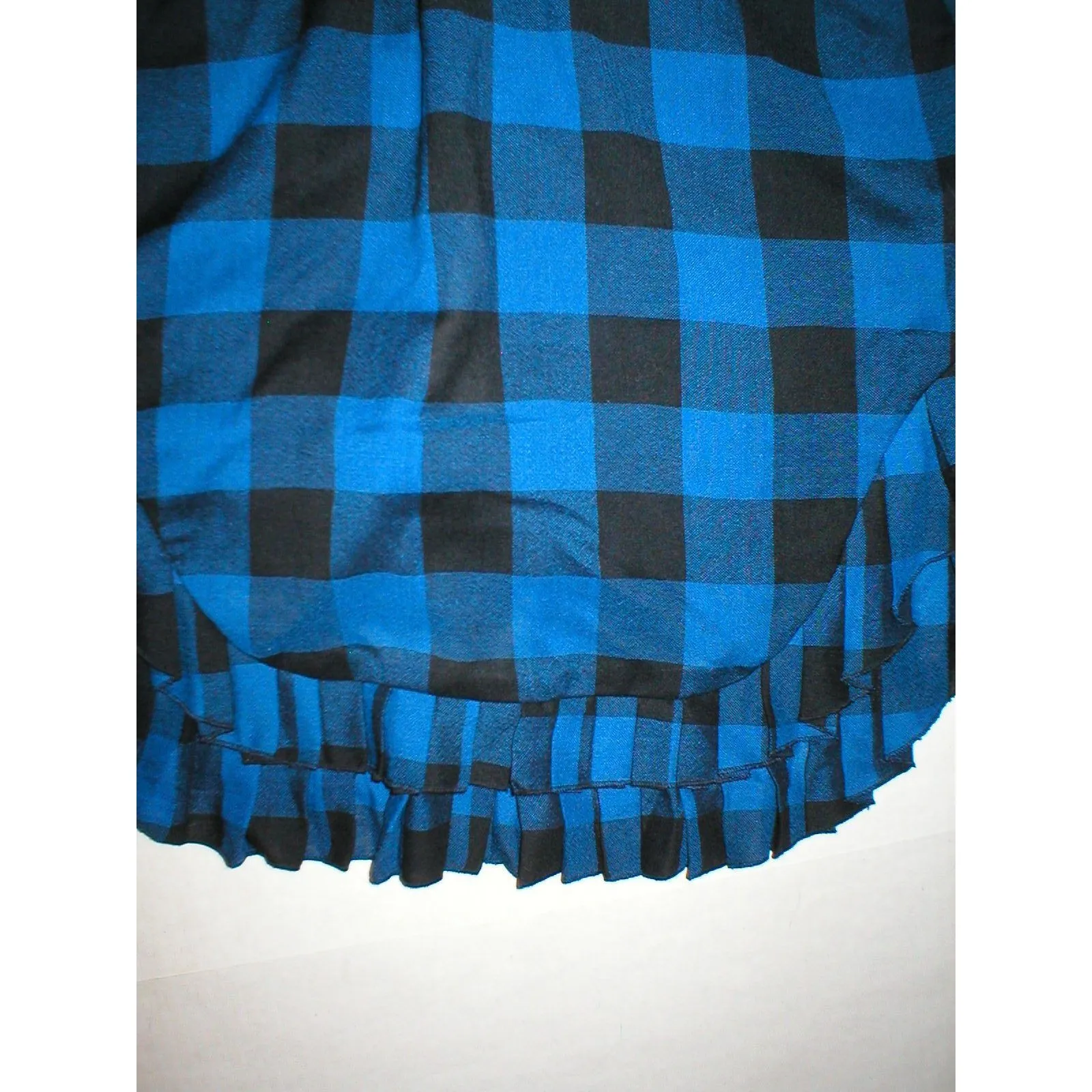 Womens 4 New NWT 36 S American Plaid Top Shirt Pleat Blue Black - Image 6