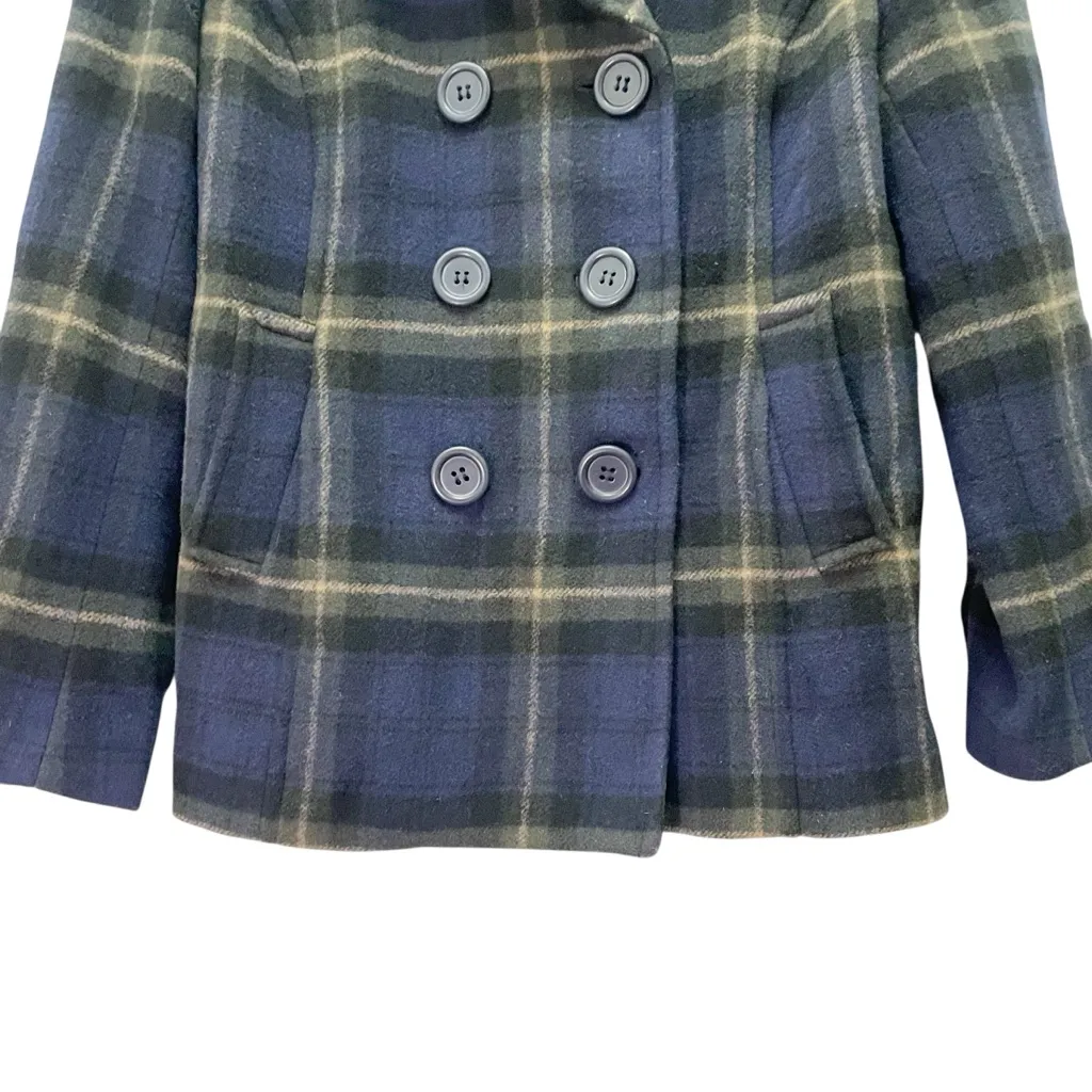 Chadwick’s Wool Peacoat Size 10 Navy Plaid Double Breasted Jacket Winter Vintage - Image 5