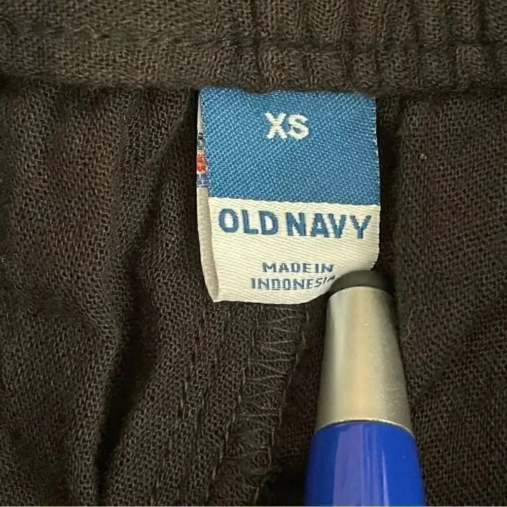 Old Navy Black Y2K Drawstring High Waisted Textured Soft  Wide Leg Cozy Pants S - Image 6