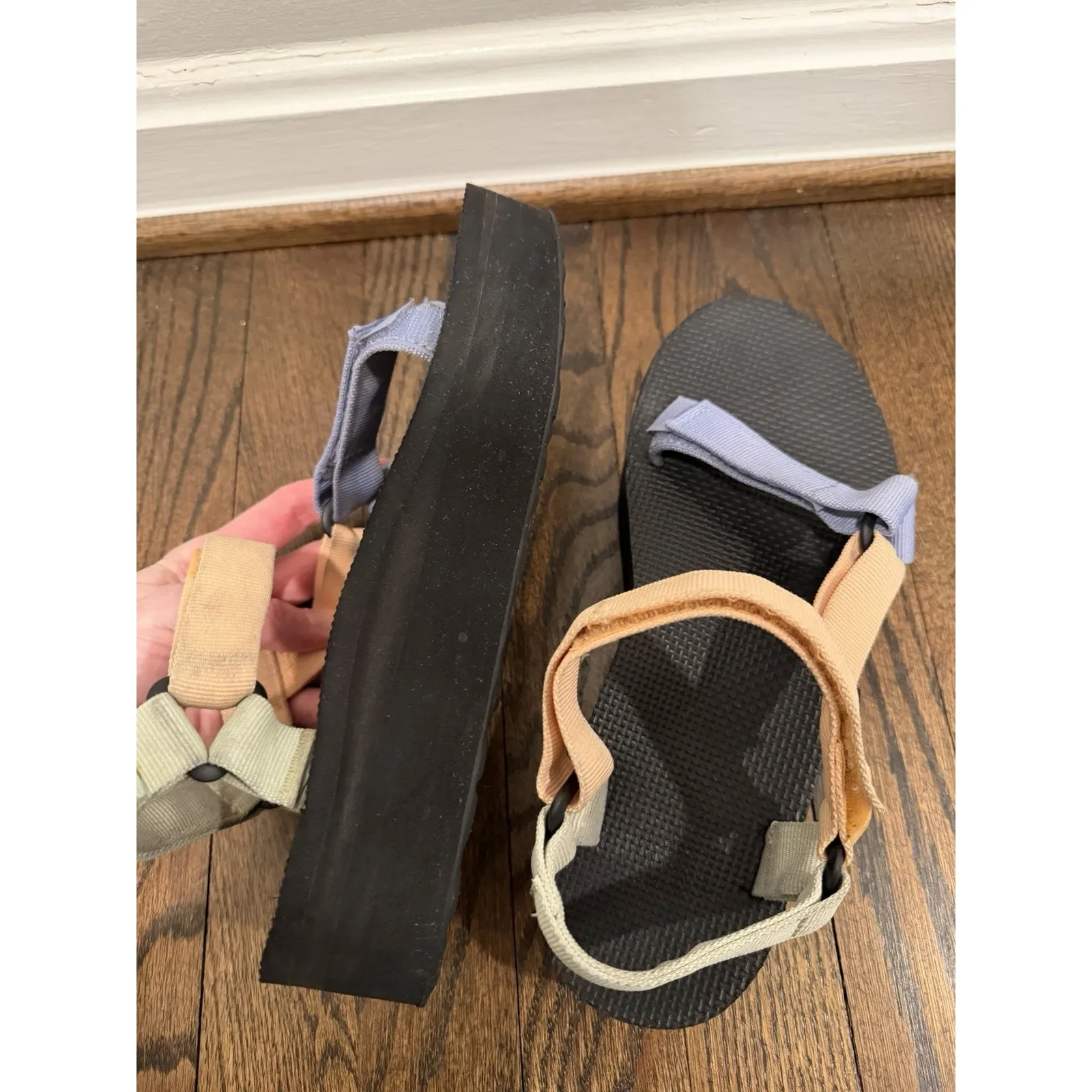 Teva Flatform Universal Platform Sandals Women's Size 9 Sage Peach Lt Blue $80 - Image 6