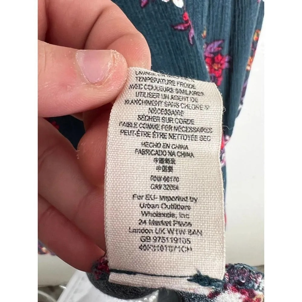 Free People Green Jade Retro Floral Swing Tunic Mini Dress Size Small - Image 9