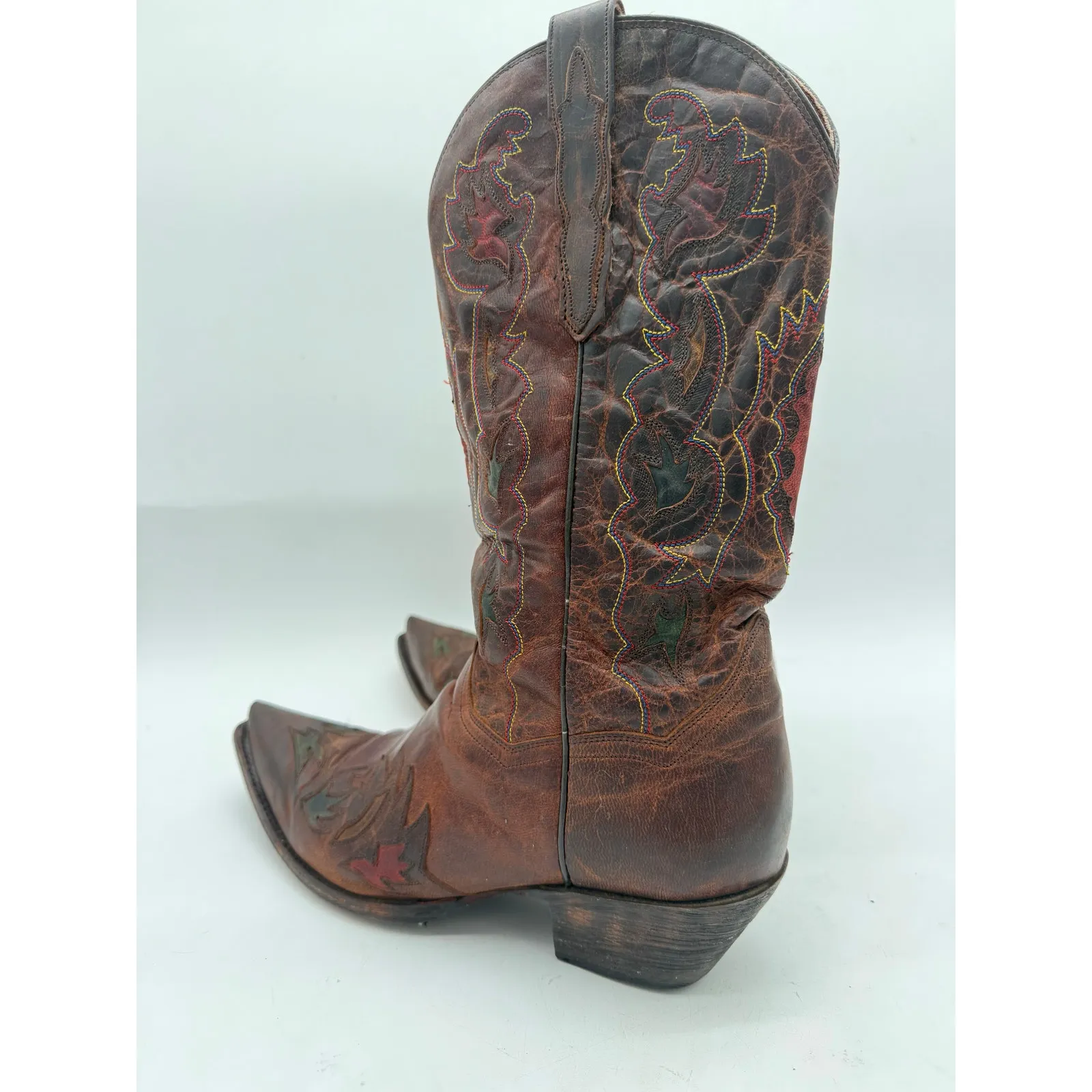 Vintage Dan Post Brown Leather Cowboy Western Women's Point Toe Boots Size 6 - Image 8