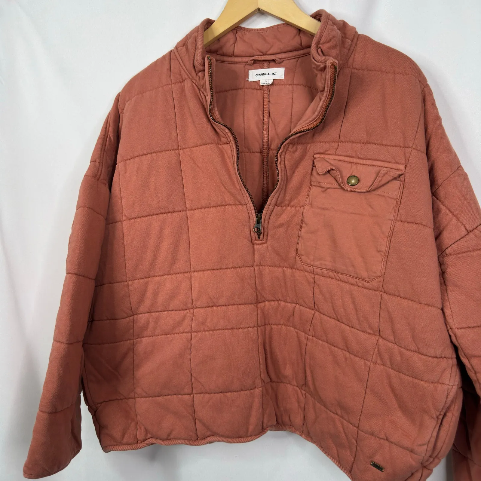 O'Neill  Mable Quilted Pullover Jacket Coral Size L - Image 8