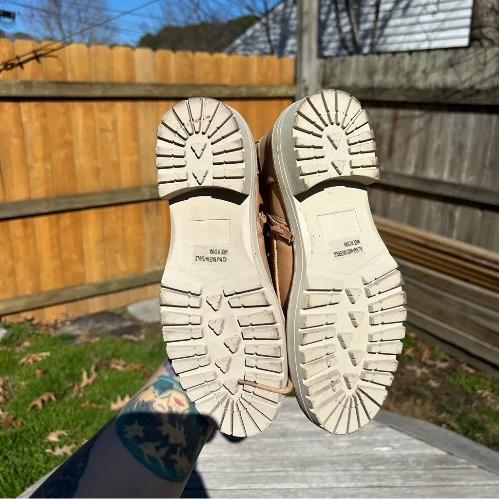 DV BY DOLCE VITA Opalus Womens Zipper Lace Up Combat Boots size‎ 7 Tan - Image 10