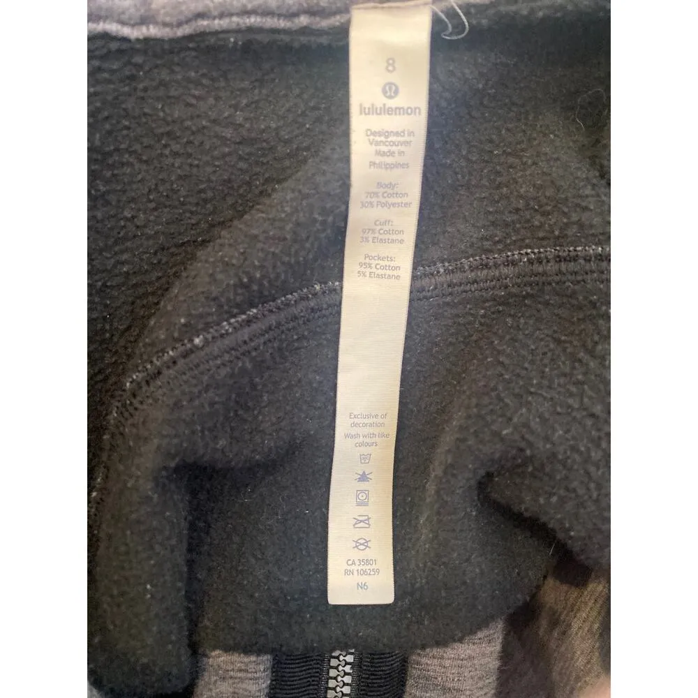 Lululemon Scuba Hoodie Heather Gray Full Zip Sz 8 Cotton Women’s Athletic - Image 9