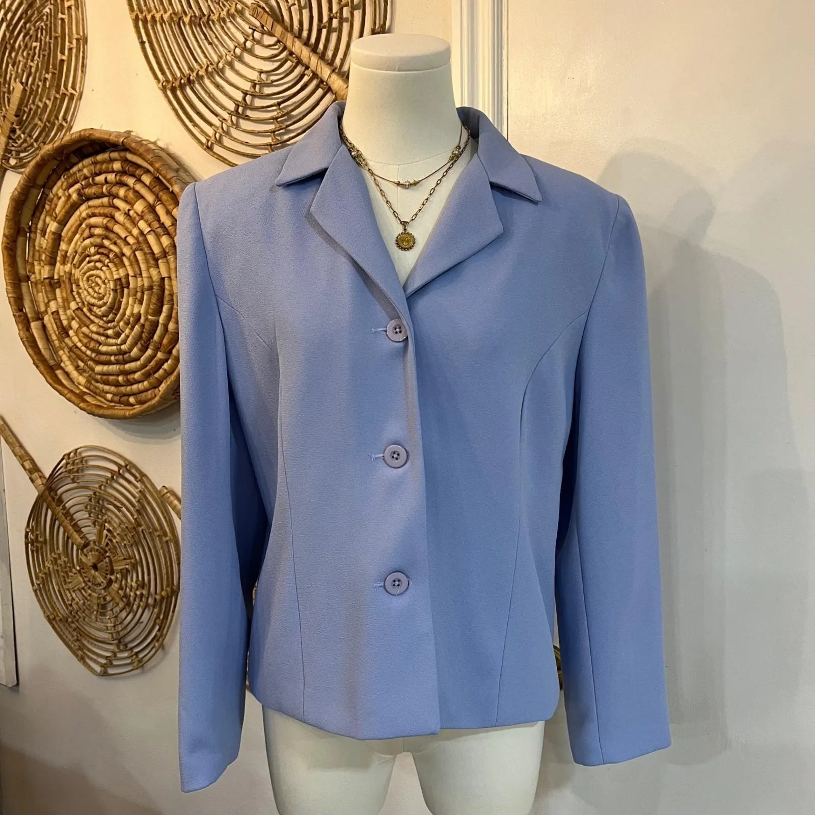 Vintage Lilac Blazer Karen Scott Petites Minimalist Y2K Streetwear Office 10P - Image 3