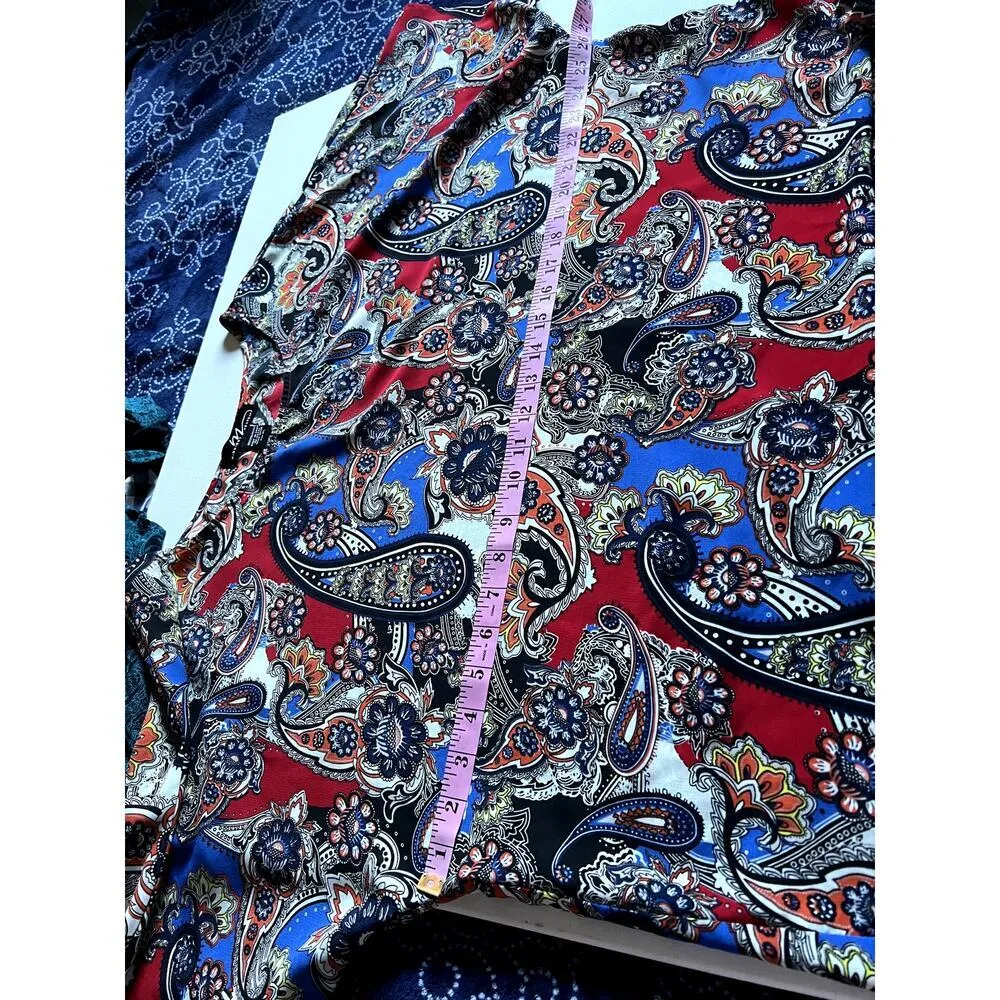 Midnight Velvet size XL blouse side tie paisley print short sleeves boat neck - Image 6