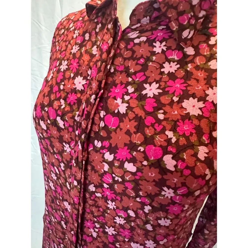 M Floral Pattern Button Up Dress Free Assembly Size M - Image 5